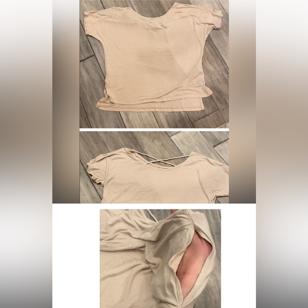 2008-2012? Forever 21 Crop-style t shirt, w cold shoulder & back strap-S